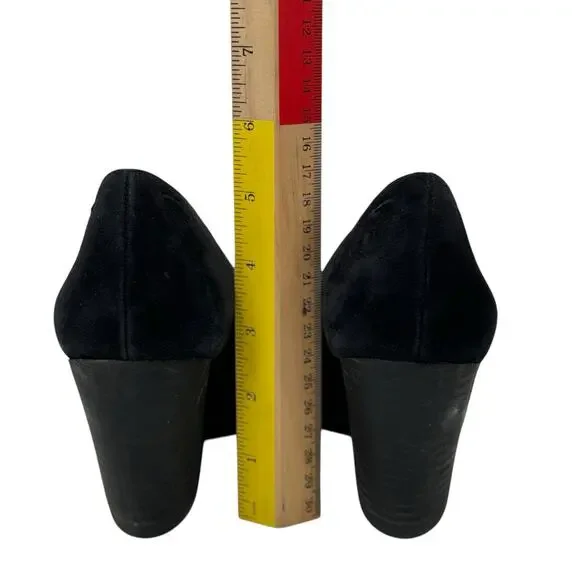 Eileen Fisher Hawk Suede Pump Heel SZ 8.5 Women’s Black Chic Comfort Soft Office - Picture 7 of 9